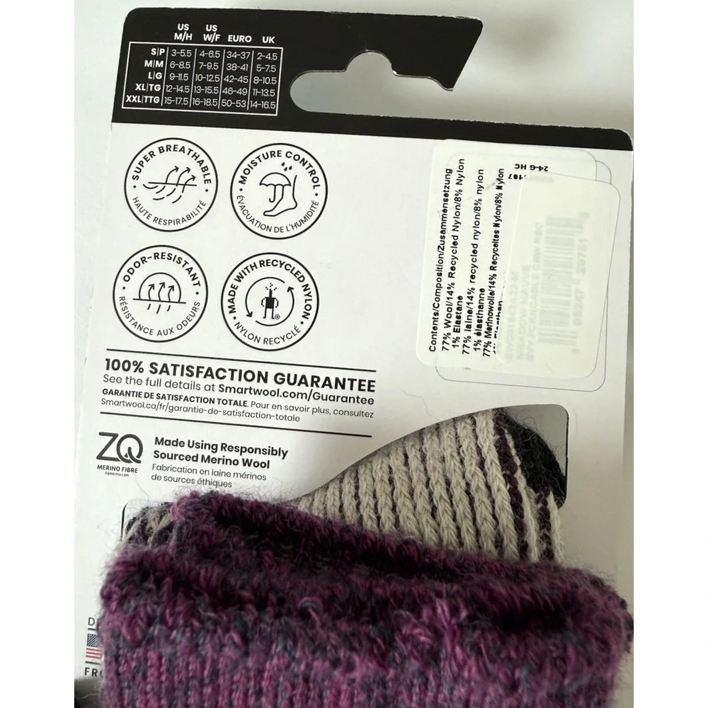 Smartwool Everyday Cable Crew Unisex Medium Full Cushion Purple Pattern NEW